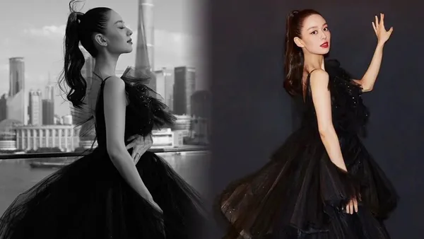 吉娜官宣怀孕后盛装亮相 穿黑色蛋糕裙巧遮孕肚