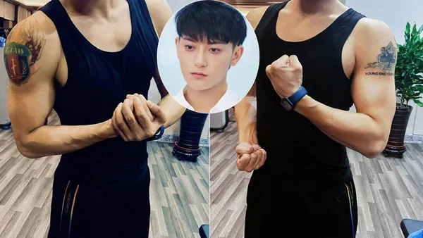 Huang Zitao showed off his strong biceps in a vest, determined to say goodbye to his lazy self