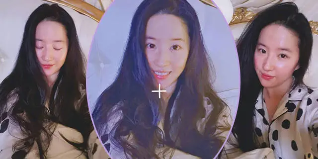 劉亦菲曬居家自拍照 穿睡衣素顏出鏡皮膚狀態好