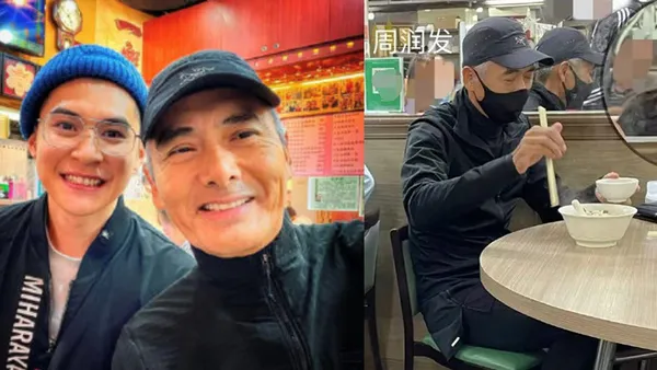 网友小吃店偶遇周润发 一头白发吃平价小吃