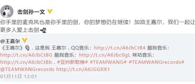 Wang Jiaer replied to sun Yiwen to call his new song: his dream has never changed