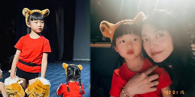 姚晨晒女儿舞蹈演出照 环抱女儿自拍合影画面温馨