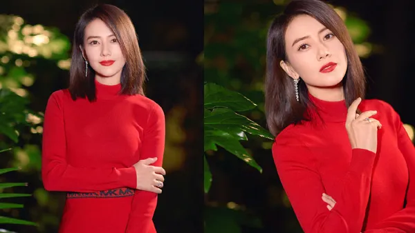 高圆圆穿红色连衣裙身姿婀娜 春节喜庆氛围拉满