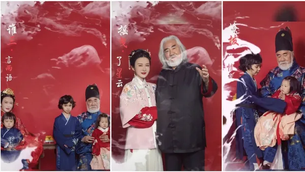 70岁张纪中晒古装全家福 与杜星霖搂儿女在怀幸福温馨