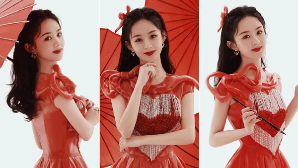 赵丽颖春晚舞台造型释出 着红色爱心纱裙元气满满