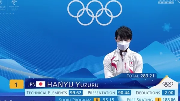 フィギュアスケート男子シングルフリー羽生結弦が4 Aミスに挑戦し転倒