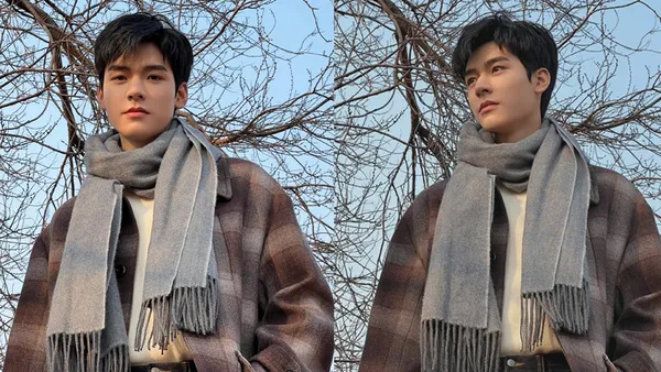 龚俊分享冬日三手拍 穿棕色格纹大衣韩剧男主即视感