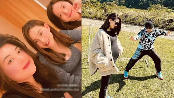 昆凌晒与好友聚会照 着灰色长袖针织衫笑容灿烂