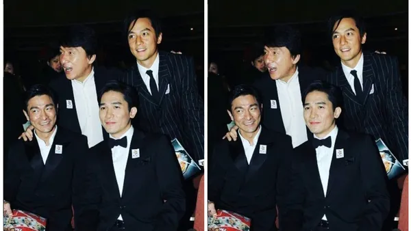 吴彦祖晒与成龙刘德华梁朝伟旧照 四人穿黑西装出镜笑容灿烂