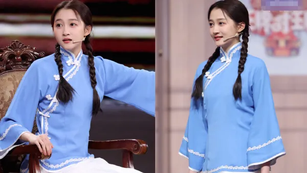 Guan Xiaotong's "ace" style of the Republic of China releases fried dough twist braids, and the student dress is pure and retro