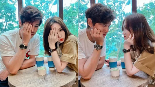 陈乔恩补发与Alan领证当天合影 二人同款姿势秀婚戒好甜蜜