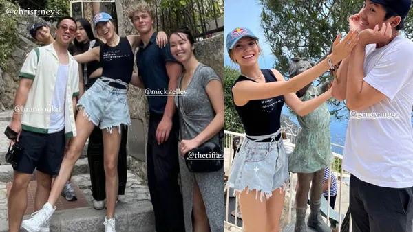 Gu ailing shows her high school graduation travel photos and travels to France with her classmates. She is full of youth