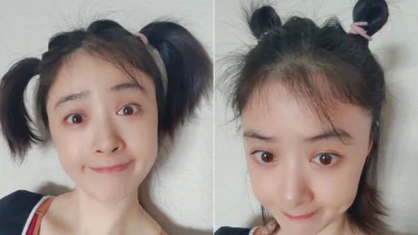 蒋欣扎双马尾过儿童节 嘟嘴卖萌俏皮可爱