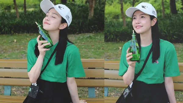 39岁陈妍希晒随拍照少女感满满 穿绿色T恤皮肤白皙气质佳