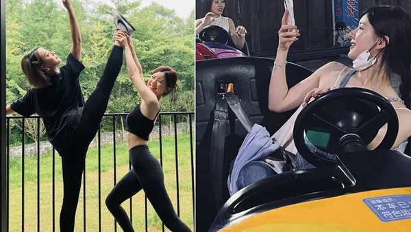 赵露思分享与友人出游照活力甜美 花式摆拍秀细腰身材好