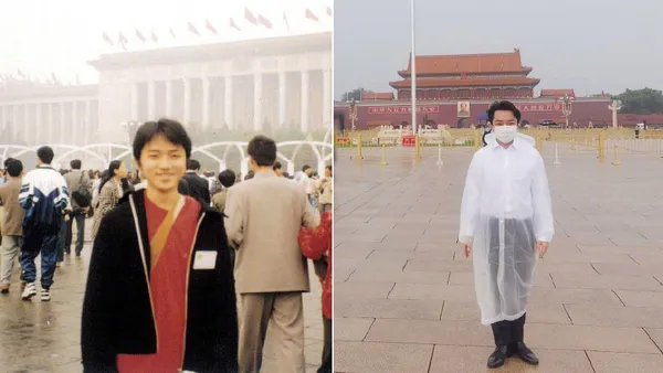 王祖蓝晒天安门留影新旧对比照 直呼"25年后依然兴奋和激动"