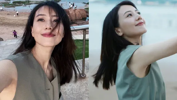 自拍他拍都好美！高圆圆晒海边随拍照 穿无袖上衣侧颜精致