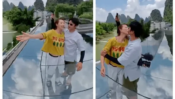 蔡少芬张晋栈道甜蜜拥吻秀恩爱 满屏都是粉红泡泡