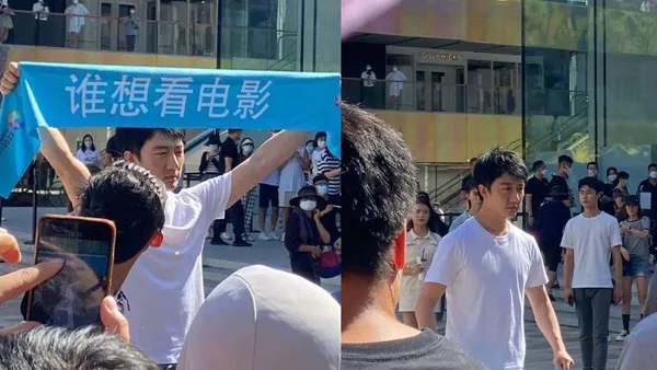 网友偶遇黄轩三里屯拍戏 身穿白T干净简单众人围观