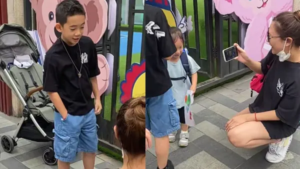 网友偶遇应采儿带俩儿子逛街 Jasper阳光帅气hoho软糯可爱