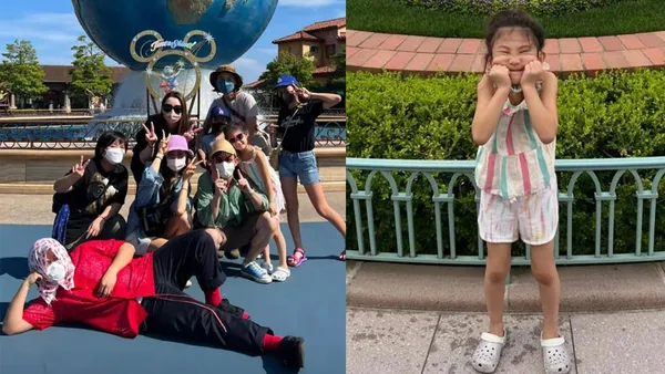 陈冠希晒全家游迪士尼照片 5岁女儿做鬼脸可爱俏皮