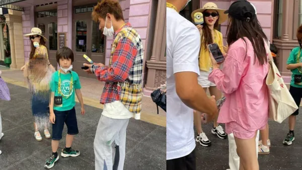 霍思燕一家环球影城游玩被偶遇 嗯哼长高不少愈发帅气