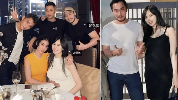 赖弘国携妻聚会 怀胎九个多月的Alice肚大如箩气色好