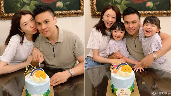 熊黛林晒一家四口合照为老公庆生 夫妻俩贴脸亲亲撒狗粮