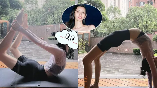 奚梦瑶做高难度瑜伽大秀柔韧性 身体纤细大长腿吸睛