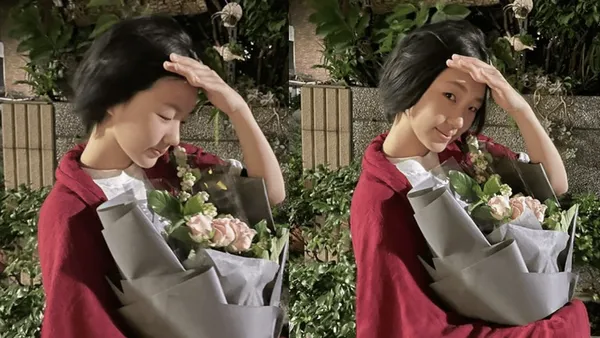 小S大女儿许曦文晒杀青照 穿红色外套捧鲜花十分恬静