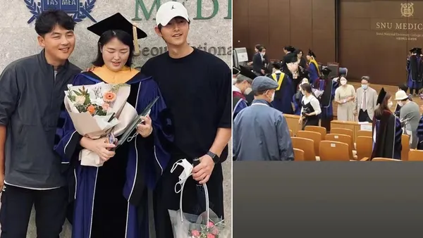 宋仲基现身妹妹宋瑟琪博士毕业礼 兄妹三人合照画面温馨