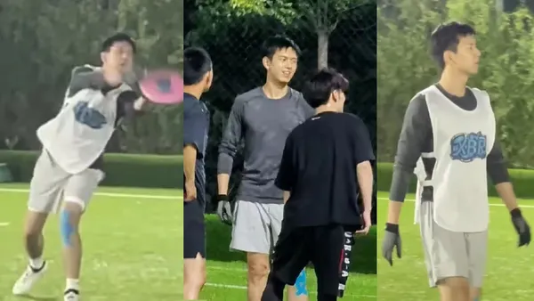 网友偶遇李现玩飞盘 绿茵场上挥洒汗水表情欢快超享受