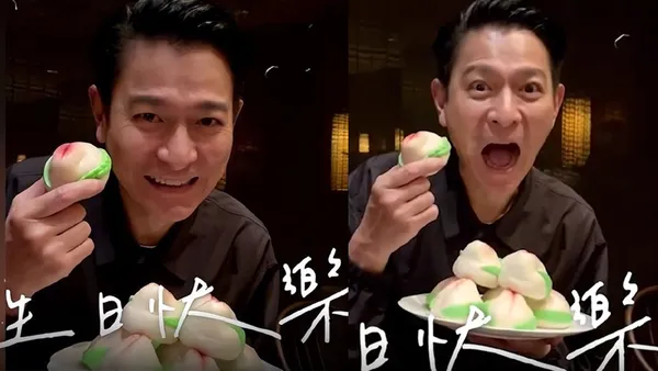 劉德華61歲慶生照曝光 與“壽桃”拍照露燦爛笑容