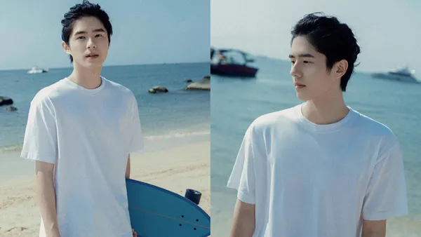 劉昊然25歲海邊生日寫真 穿白T温柔踏浪人海清新一色