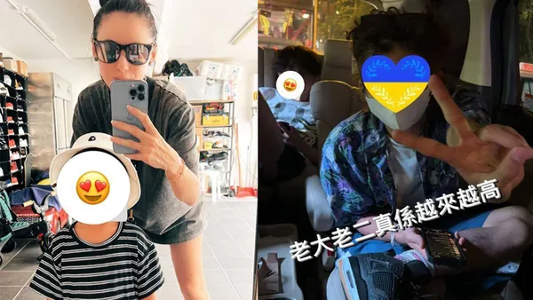 張柏芝曬仨兒子近照顯温馨 感慨老大老二越來越高