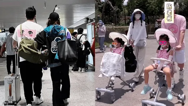 陳赫曬與張子萱背影合照 兩人情侶穿搭挽手臂十分甜蜜