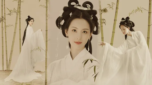 陳都靈白色羅裙拍古風寫真 身材婀娜神韻十足