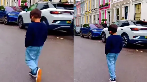 Jay Chou posted a video of his son Romeo walking with his hands in his trouser pockets like a father.