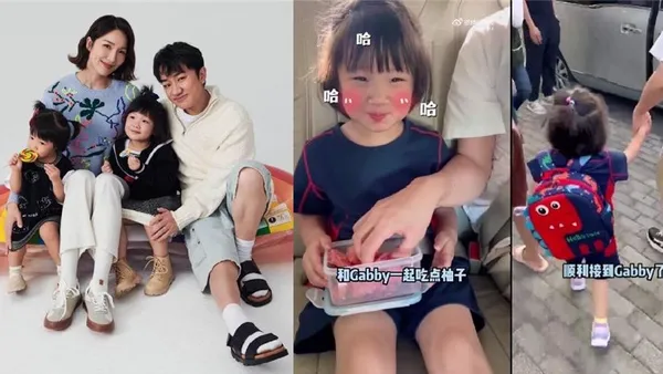 李亞男王祖藍接女兒放學 Gabby坐車內吃柚子嘴巴鼓鼓超可愛