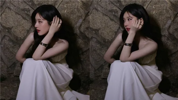 趙露思曬白色抹胸長裙隨拍 長髮披肩温婉動人