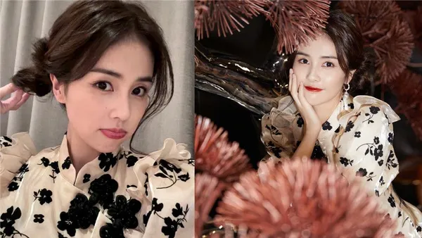 白鹿穿印花素雅旗袍氣質温婉 扎雙丸子頭俏皮可愛