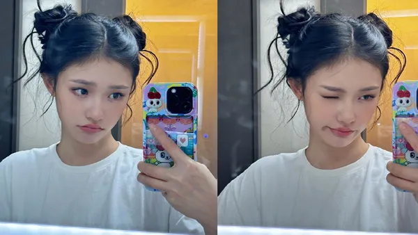 林允分享自學編髮成果調侃是“潦草頭” 對鏡wink俏皮可愛