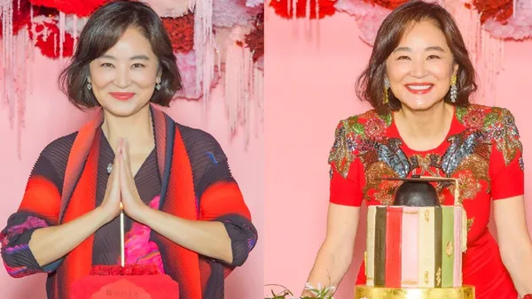 林青霞一身紅衣慶生笑容滿面狀態佳 許願世界和平