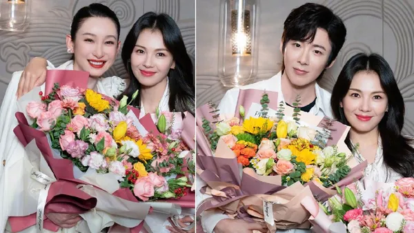 劉濤曬新劇殺青照 手捧鮮花與秦海璐劉宇寧等合影