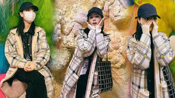 迪麗熱巴穿格子外套温暖入冬 雙手託臉可愛又俏皮