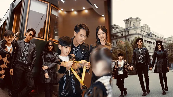 吳尊帶全家遊玩橫店 同女兒穿皮衣搭墨鏡超有型