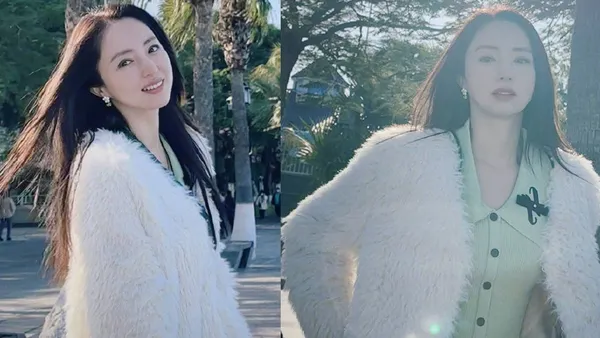 董璇曬冬日海邊隨拍 陽光下回眸甜笑秀髮飛揚