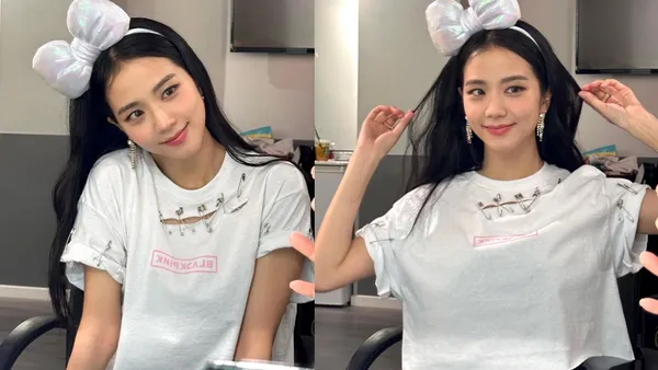 BLACKPINK Jin Zhixiu's selfie wearing a bow tie and headband is sweeter than V's smile.