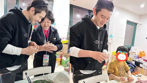 黃曉明冬至與家人包餃子 小海綿出鏡祖孫三代其樂融融