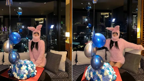 BLACKPINK member JENNIE posted photos of his 27th birthday in a pink rabbit costume to keep warm and cute.
